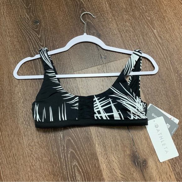 Athleta womens black white adriata retro palm bikini top XXS - Picture 1 of 7
